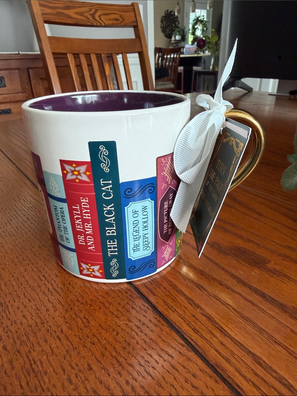 Sunday Mornings ceramic Halloween book spine mug